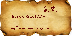 Hranek Kristóf névjegykártya